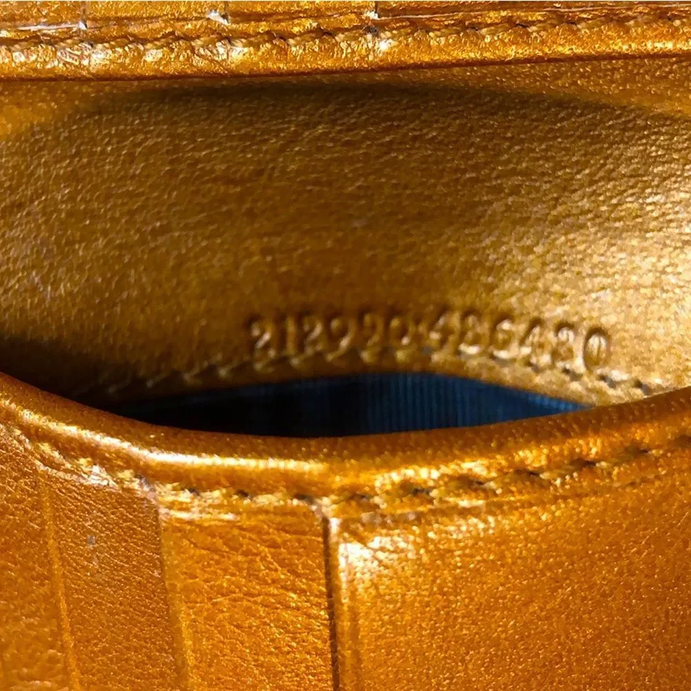 GUCCI GG Monogram Canvas Burned Orange Leather Trifold Wallet Monogram Clasp